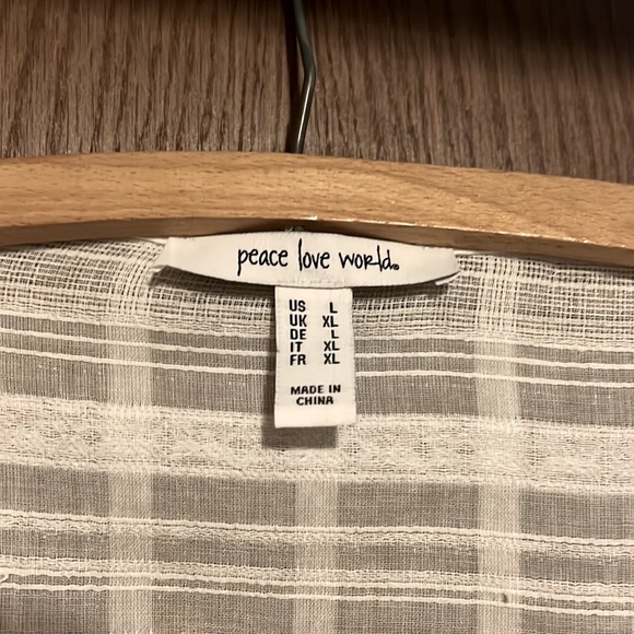 Peace Love World Gauze Duster White - Large Bathing Suit Cover - Picture 7 of 8